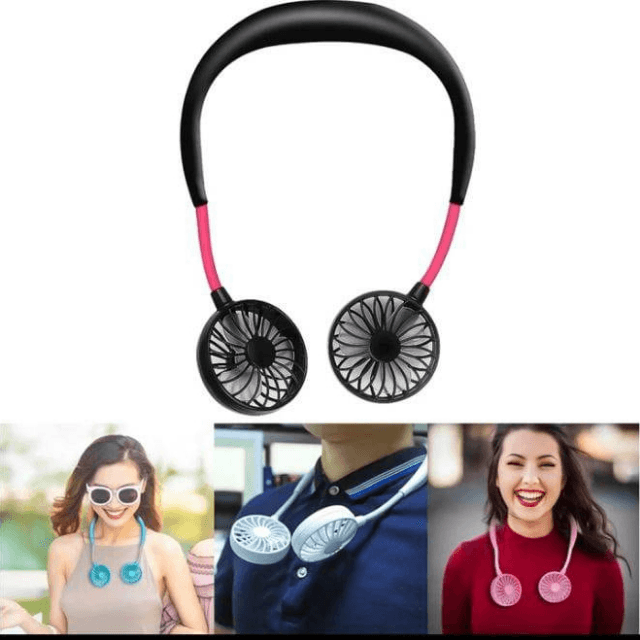 ( 6 Wings ) Neck Fan Hanging USB Rechargeable Fan